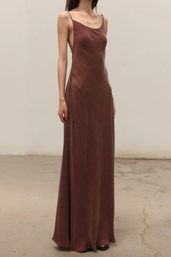 OUDE WAAG 25 Autumn and Winter Suspender Drawstring Dress OW-OW-25AW-DS07C2BR470-ZZ Brown Purple